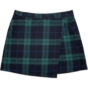 Tucker + Tate Girls Green Navy Blue Plaid Skort Size 12 Tartan Wrap Front Skirt